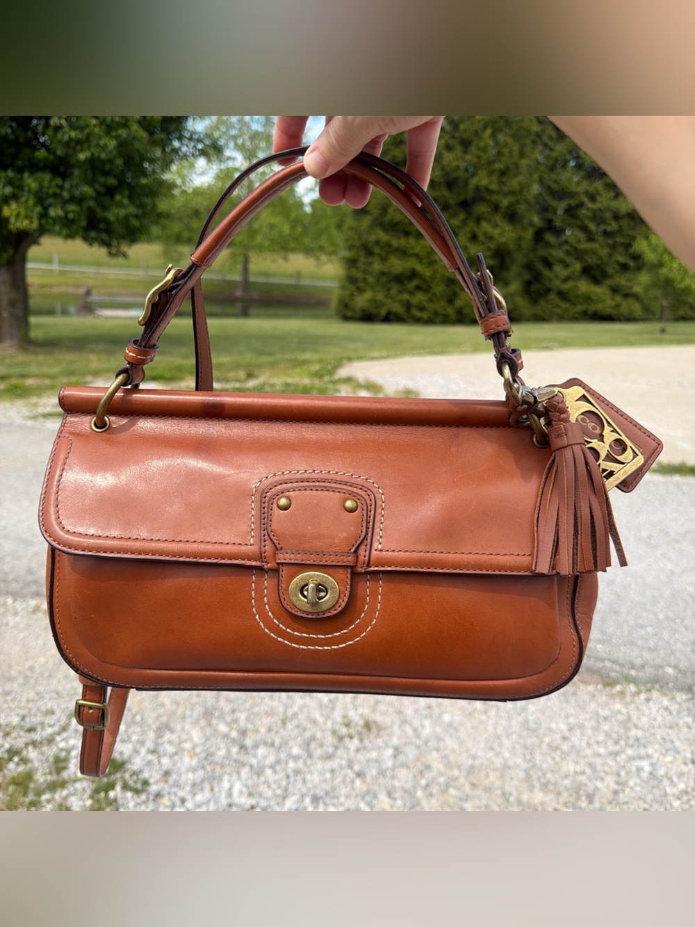 Vtg Coach City Willis Shoulder Bag Leather Handbag BritishTan